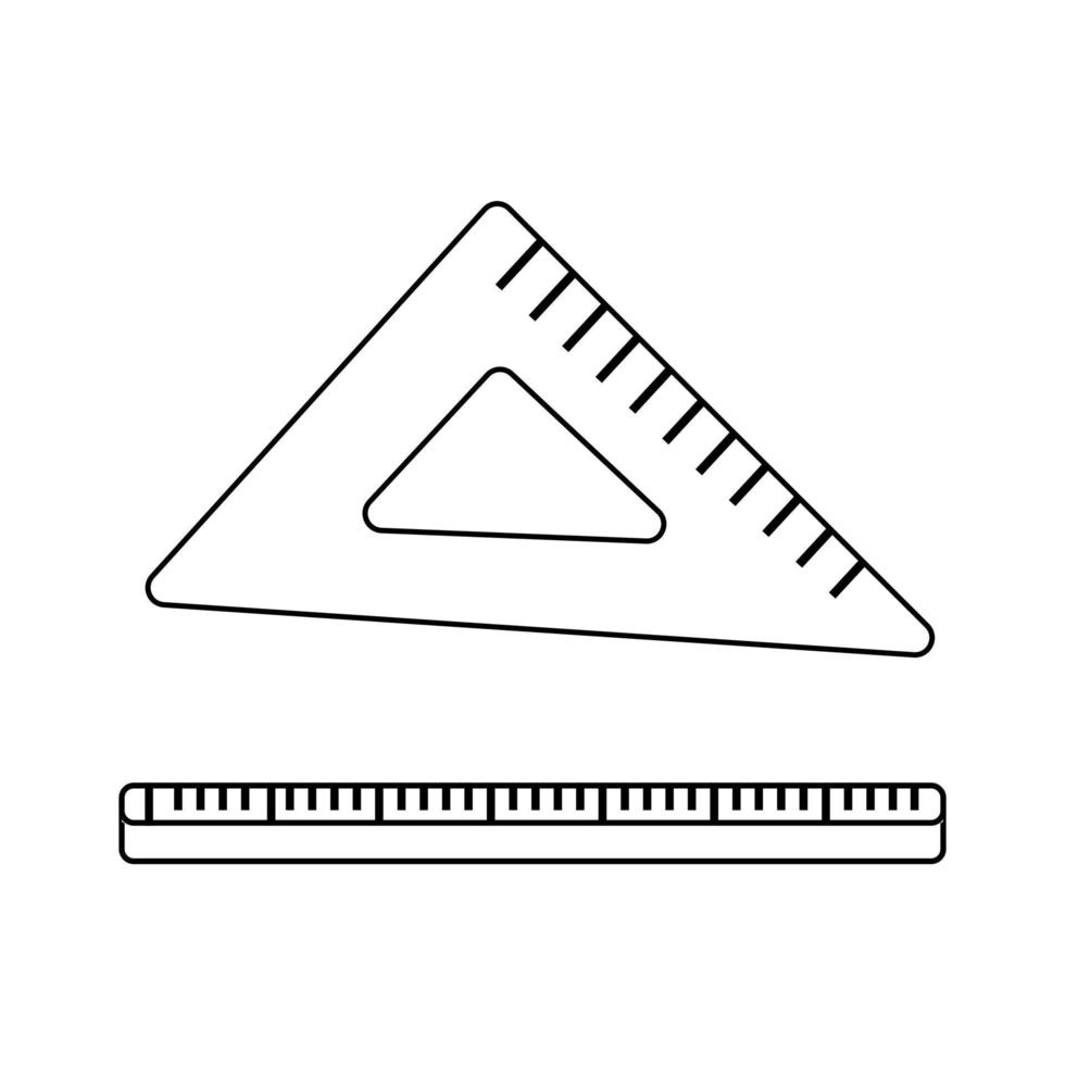 ícone de régua de triângulo de contorno. ferramenta de escala de medição. ilustração da escola vetor