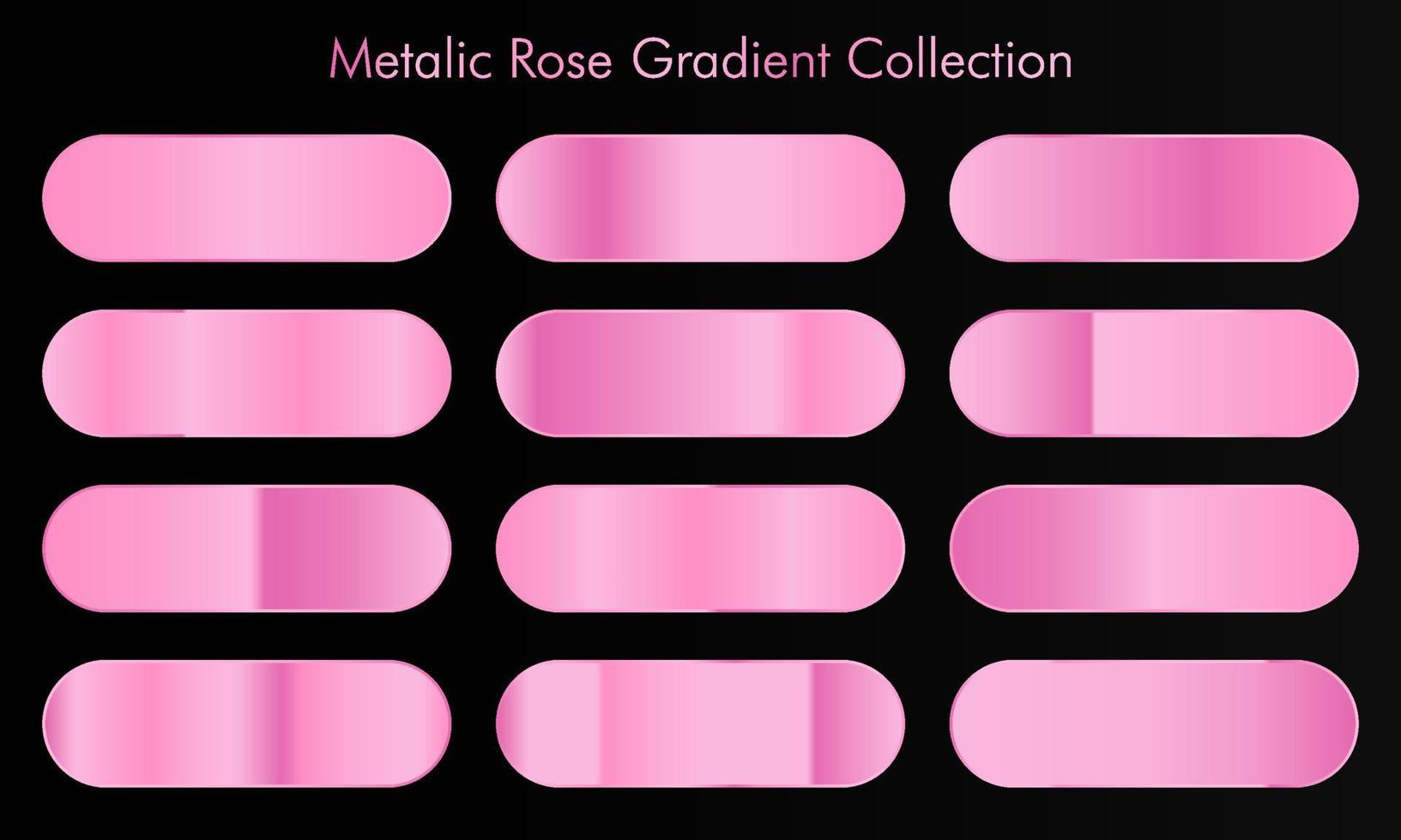 coleção de fundos gradientes de ouro rosa. conjunto de texturas metálicas rosa. ilustração vetorial vetor