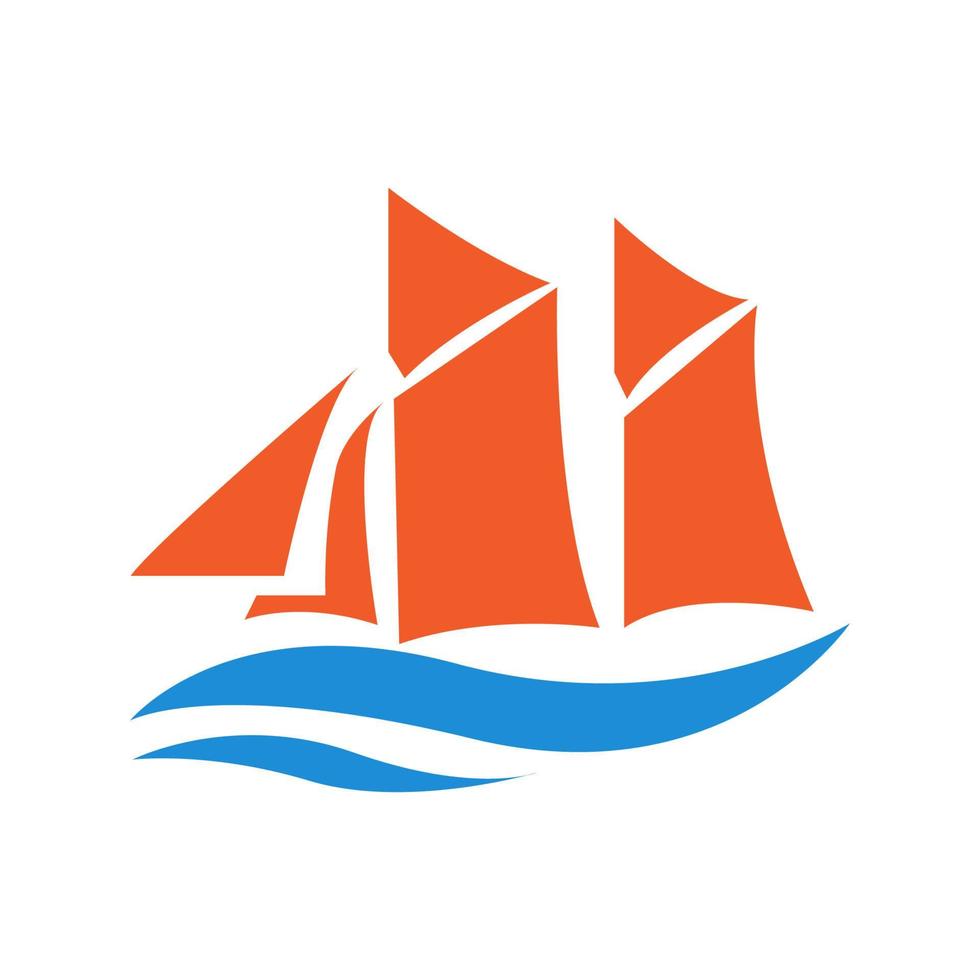 onda do mar com navio marinheiro moderno logotipo simples símbolo ícone vetor ilustração design gráfico