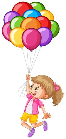 Menina e balões coloridos vetor