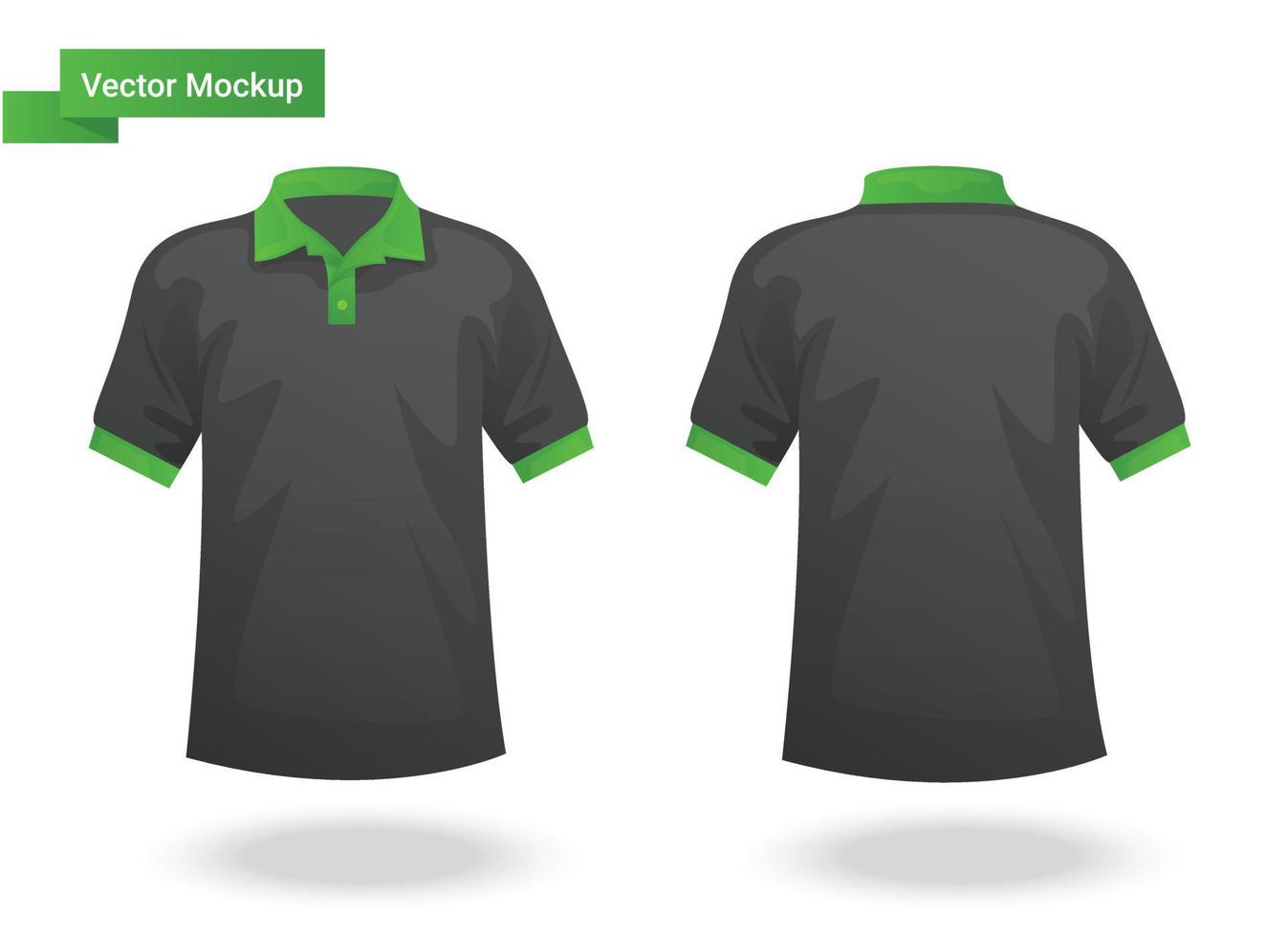 design de maquete de vetor de camisa polo preta e verde