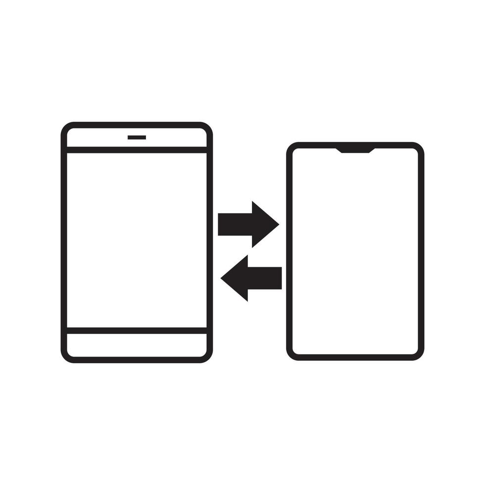 linha smartphone transferência de dados design de logotipo vetor gráfico símbolo ícone sinal ilustração ideia criativa