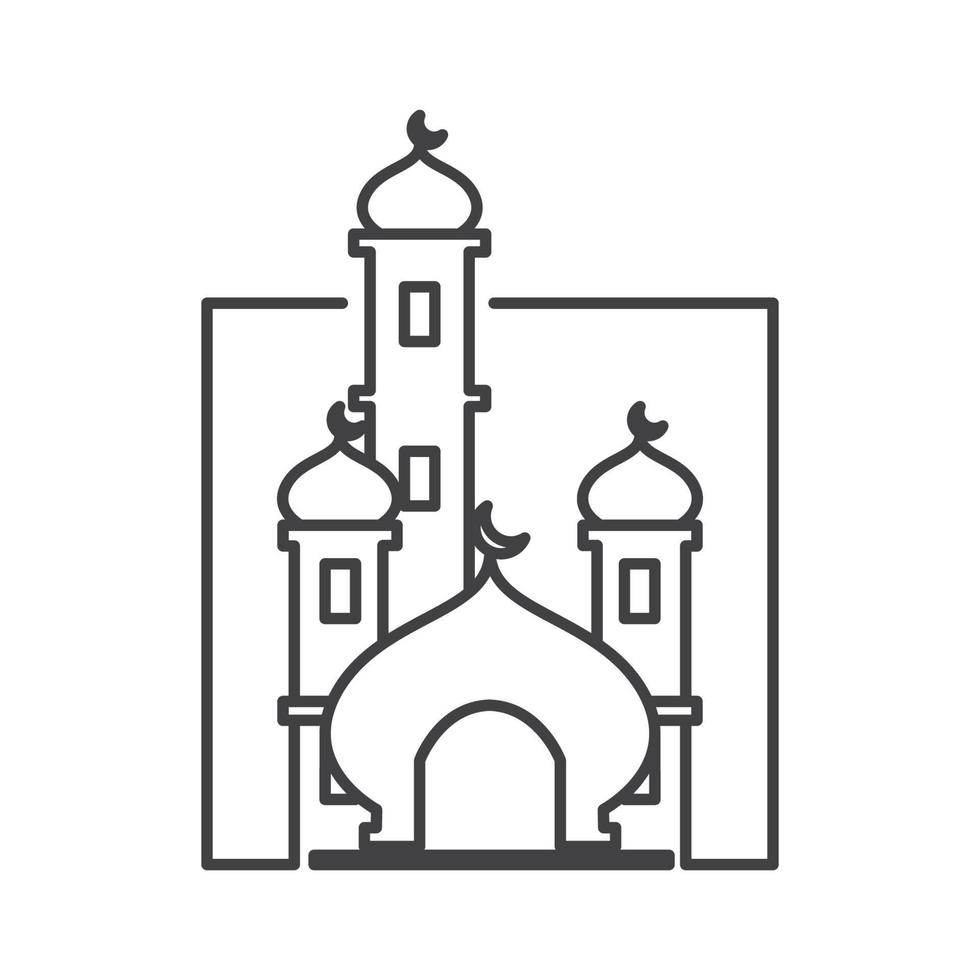 mesquita de linha grande com design de logotipo de cúpula vetor gráfico símbolo ícone sinal ilustração ideia criativa