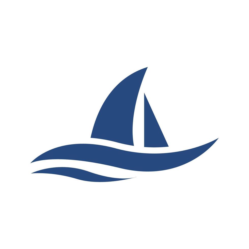 onda do mar com navio marinheiro simples logotipo símbolo ícone vetor ilustração design gráfico