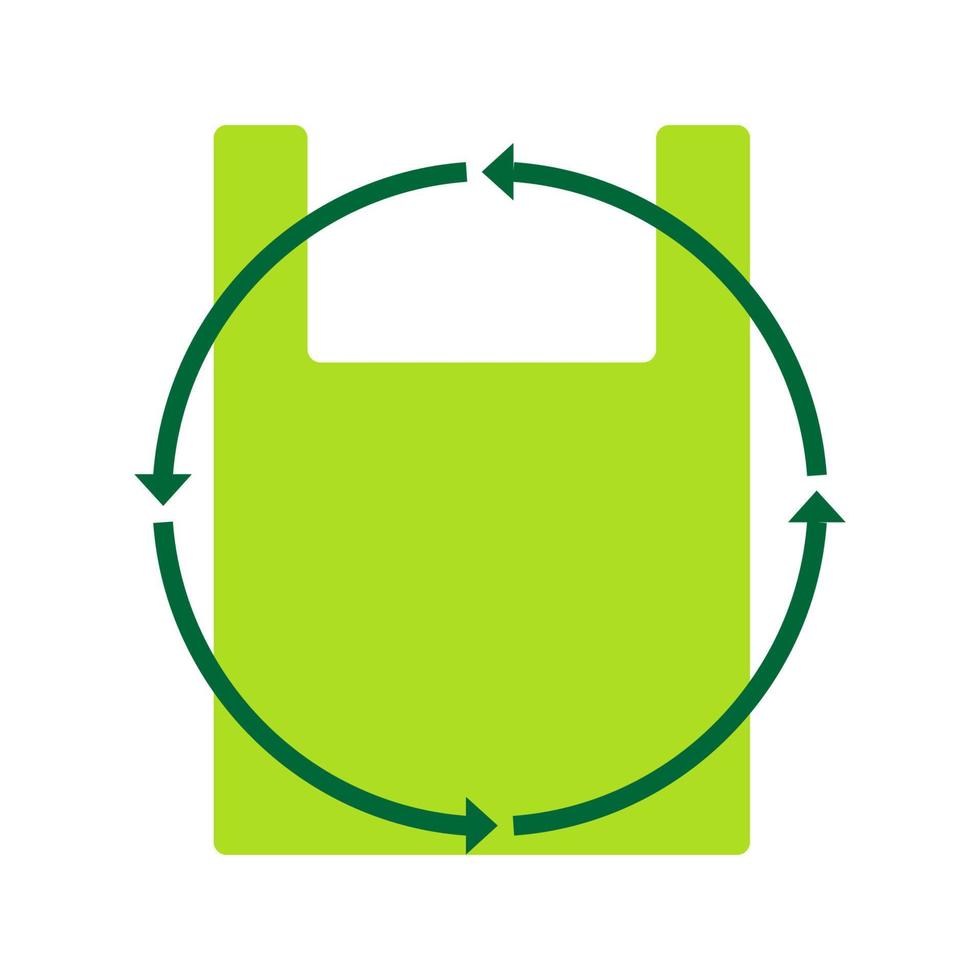 saco de plástico verde com setas reciclar logotipo design vetor gráfico símbolo ícone sinal ilustração ideia criativa