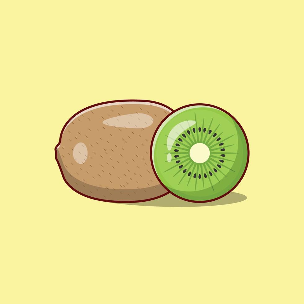 ilustração vetorial de kiwi. fruta exótica. doce e azedo. estilo de desenho plano adequado para ícone, página de destino da web, banner, panfleto, adesivo, cartão, plano de fundo, camiseta, clip-art vetor