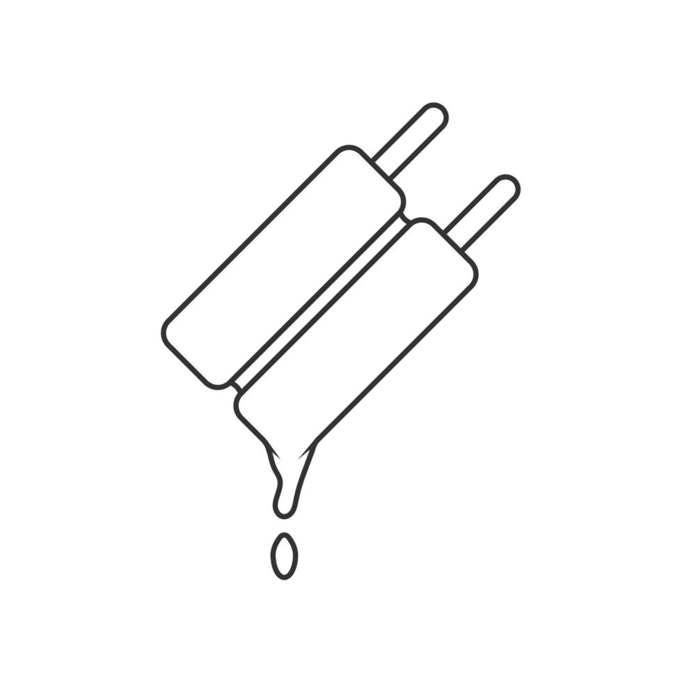 ilustração de ícone de contorno de sorvete pingando no fundo branco vetor