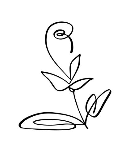 Flor de escova de vetor. Dia dos namorados mão desenhada ícone. Valentim do elemento da planta do projeto da garatuja do esboço do feriado. decoração de amor para web, casamento e impressão. Ilustração isolada vetor