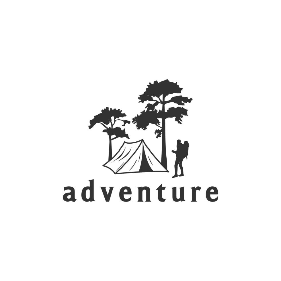 logotipo retrô de acampamento e aventura ao ar livre vetor