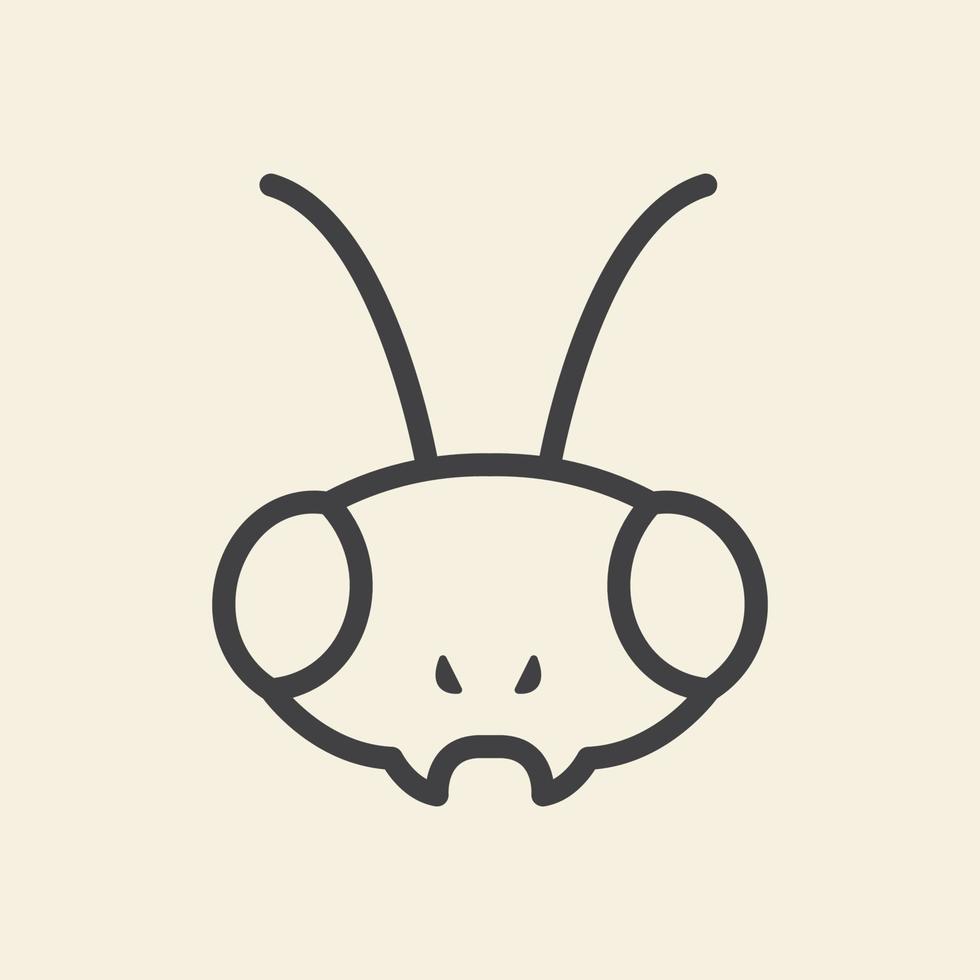 linha de cabeça de formiga de inseto logotipo simples símbolo ícone vetor ilustração design gráfico