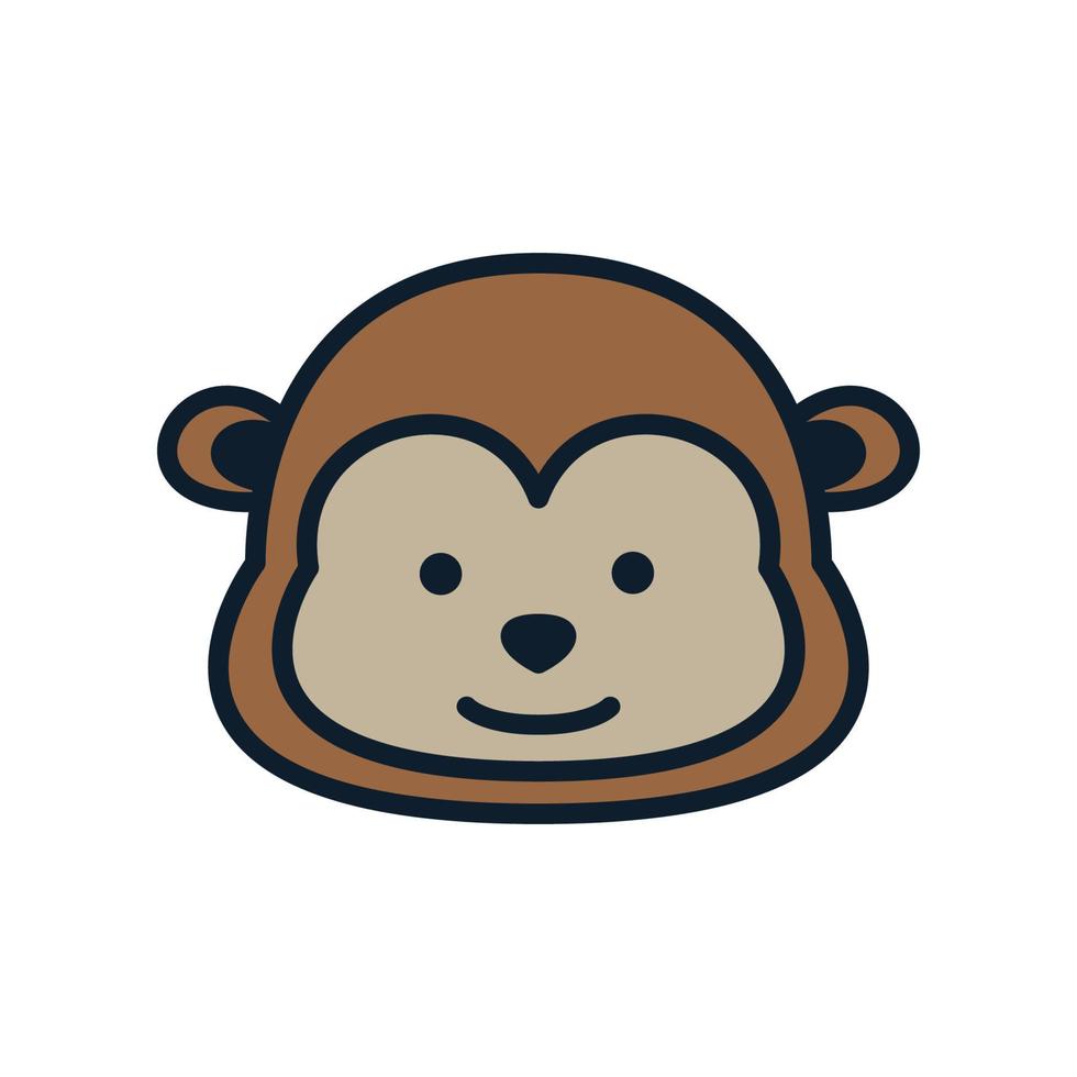 rosto de cabeça de macaco sorriso bonito logotipo dos desenhos animados ilustração vetor