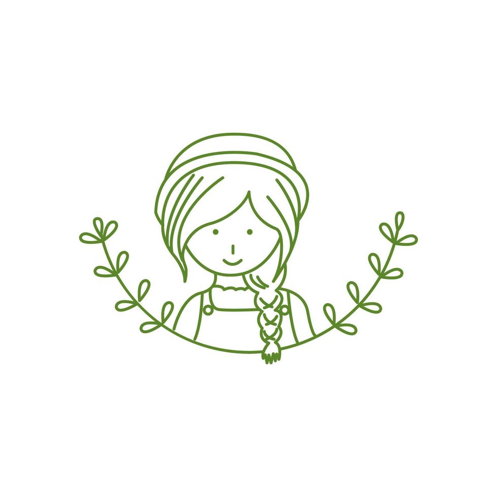 linda mulher ou menina ou filha com ilustração de planta ou jardinagem vetor