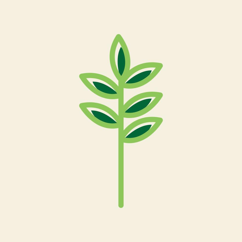 hipster folha planta verde linha logotipo símbolo ícone vetor design gráfico