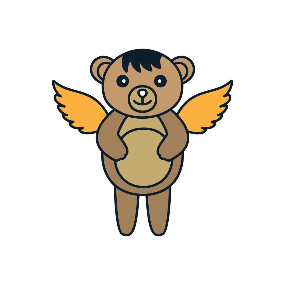 urso com sorriso de asa design de ilustração vetorial de logotipo bonito dos desenhos animados vetor