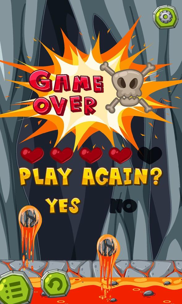 game over template no jogo para celular vetor