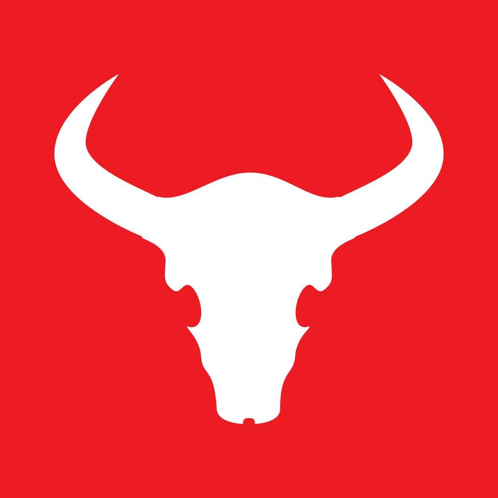 crânio de vaca branco com design de logotipo de fundo vermelho símbolo gráfico de vetor ícone sinal ilustração ideia criativa