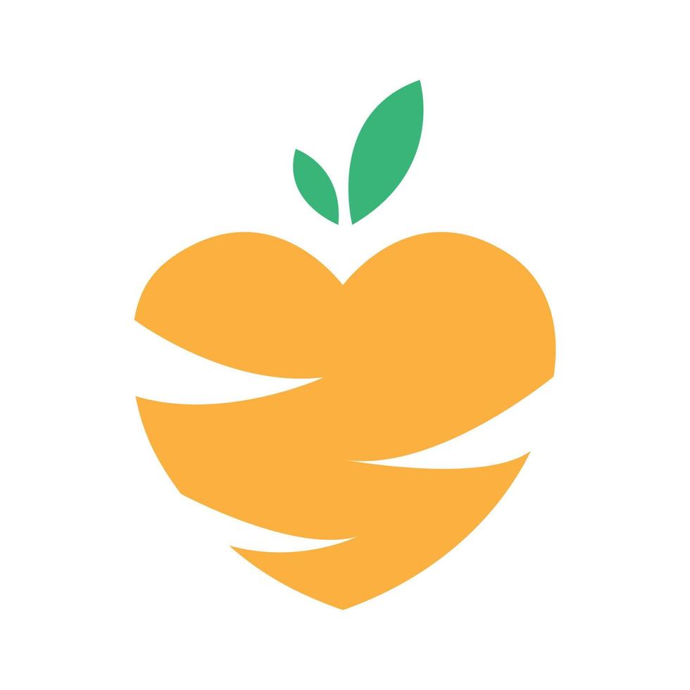 amor forma laranja cenoura logotipo símbolo ícone vetor design gráfico ilustração ideia criativa