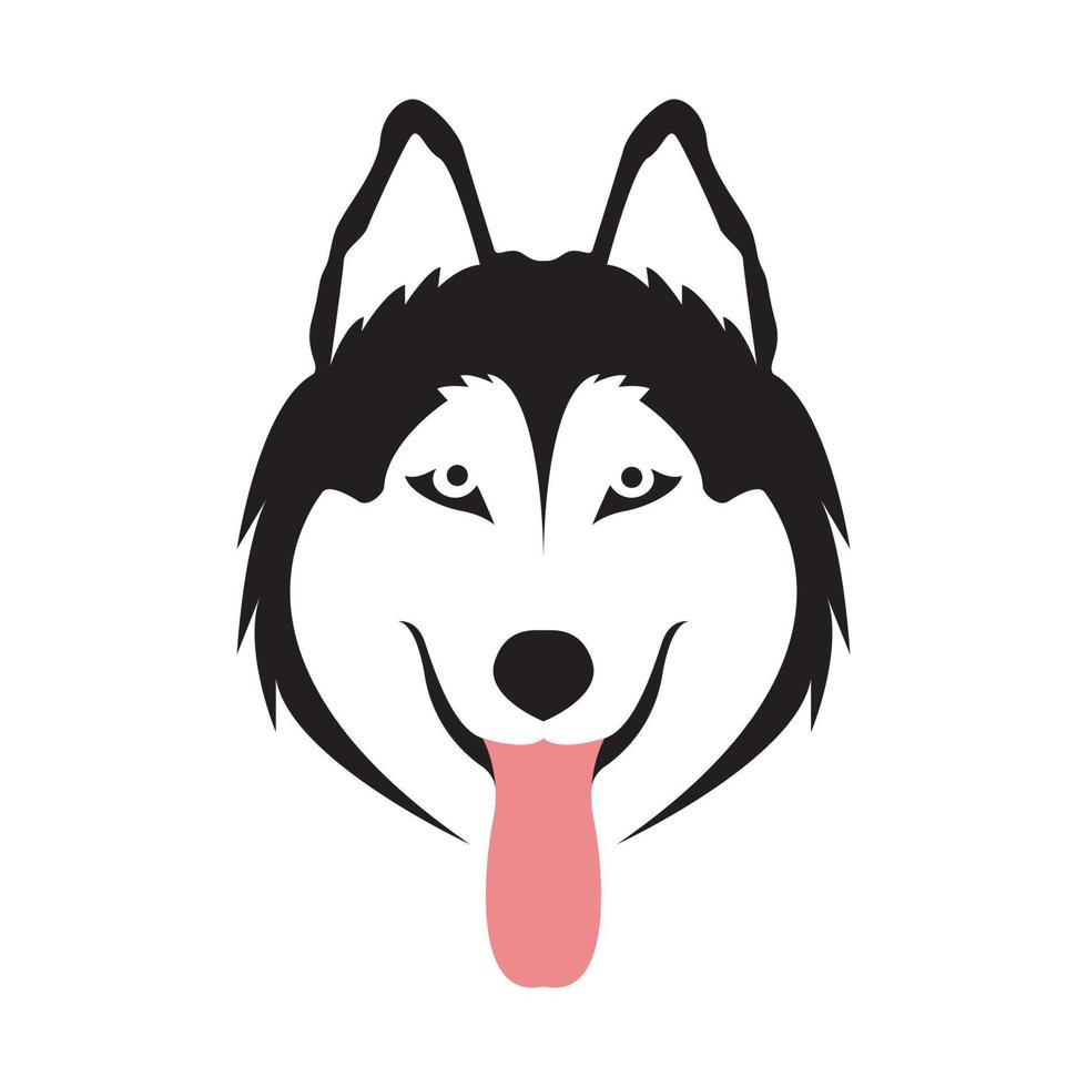 rosto husky siberiano preto com design de logotipo de língua vetor gráfico símbolo ícone sinal ilustração ideia criativa