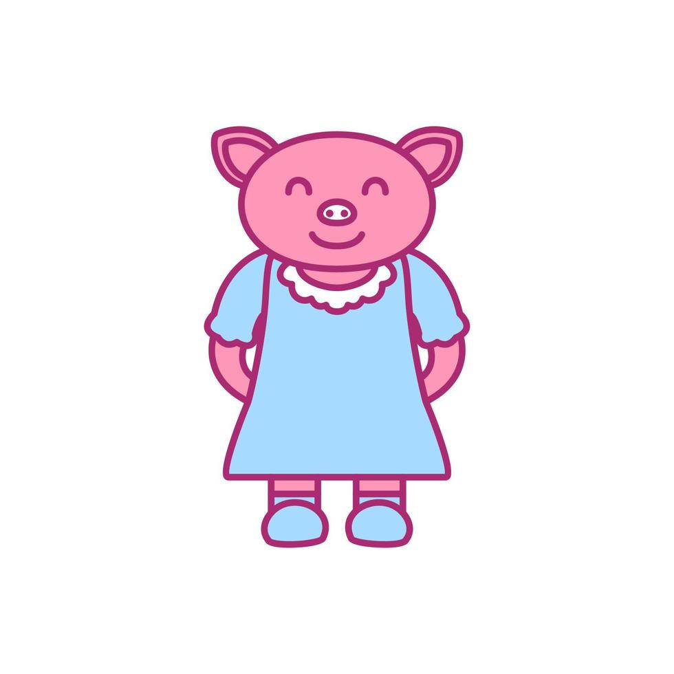 mãe porco com vestido bonito desenho de ilustração vetorial de desenho animado vetor