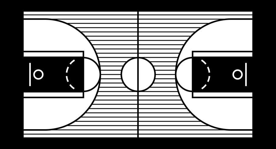 Ilustração em vetor de uma quadra de basquete de madeira