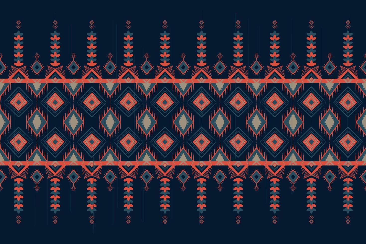 azul e laranja em índigo. design tradicional de padrão oriental étnico geométrico para plano de fundo, tapete, papel de parede, roupas, embrulho, batik, tecido, estilo de bordado de ilustração vetorial vetor