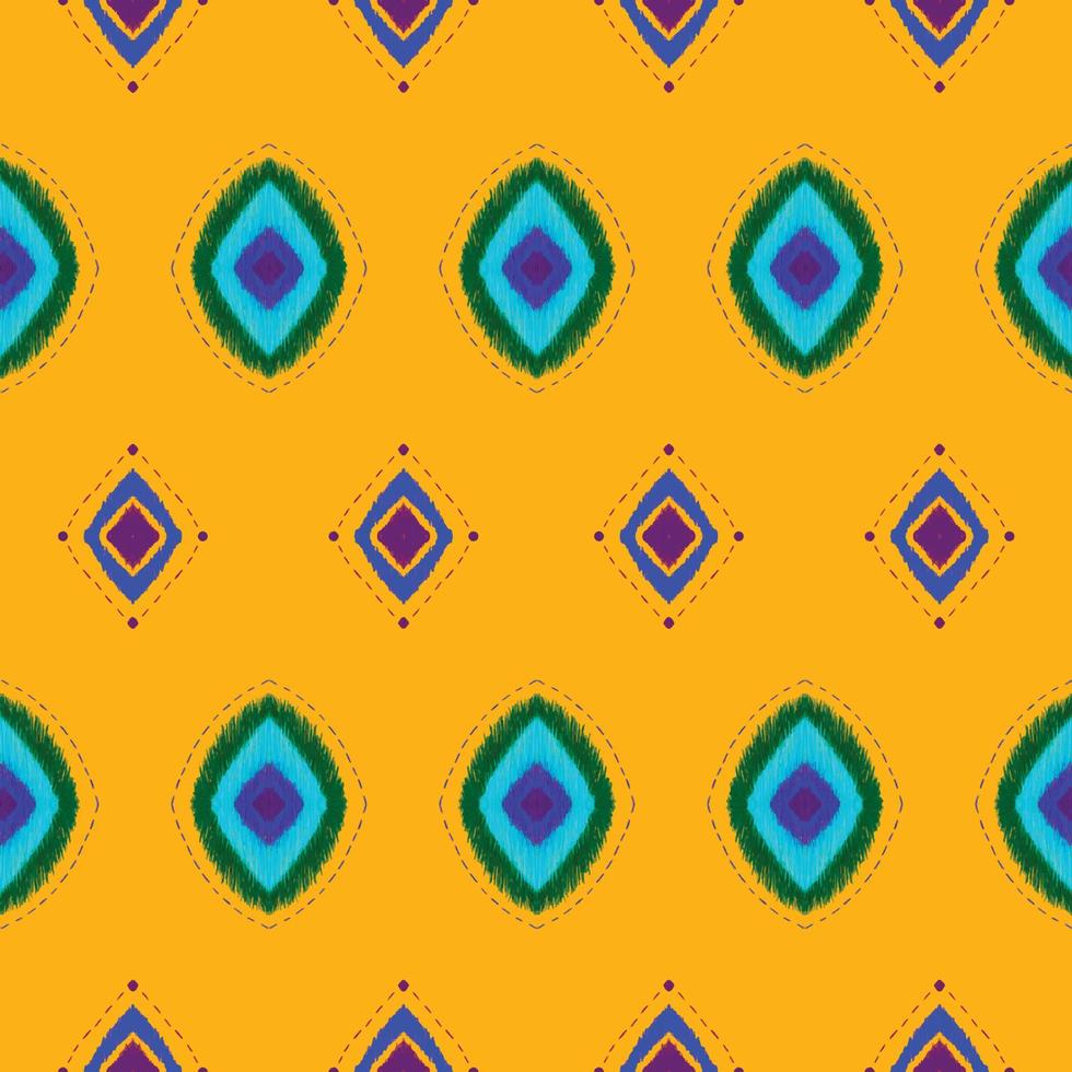 pena de pavão tom verde azul roxo amarelo. design tradicional de padrão oriental étnico geométrico para plano de fundo, tapete, papel de parede, roupas, embrulho, batik, tecido, estilo de bordado de ilustração vetorial vetor
