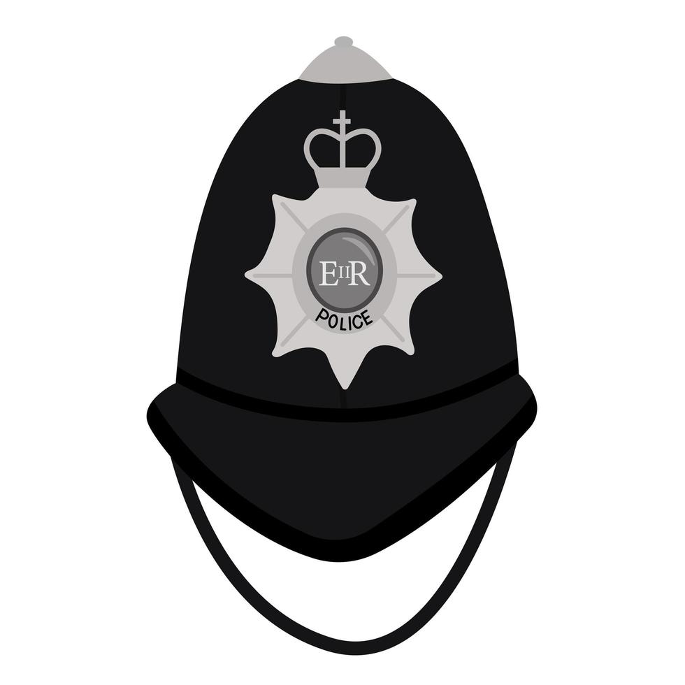 capacete de polícia britânico tradicional bobby isolado no fundo branco vetor