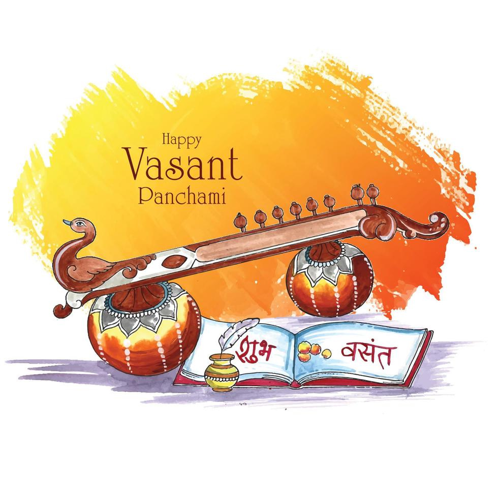 fundo de cartão festival indiano vasant panchami feliz vetor