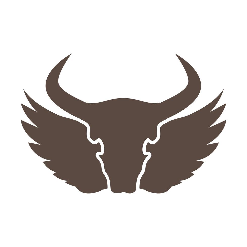 crânio de vaca com design de logotipo de asas vetor gráfico símbolo ícone sinal ilustração ideia criativa
