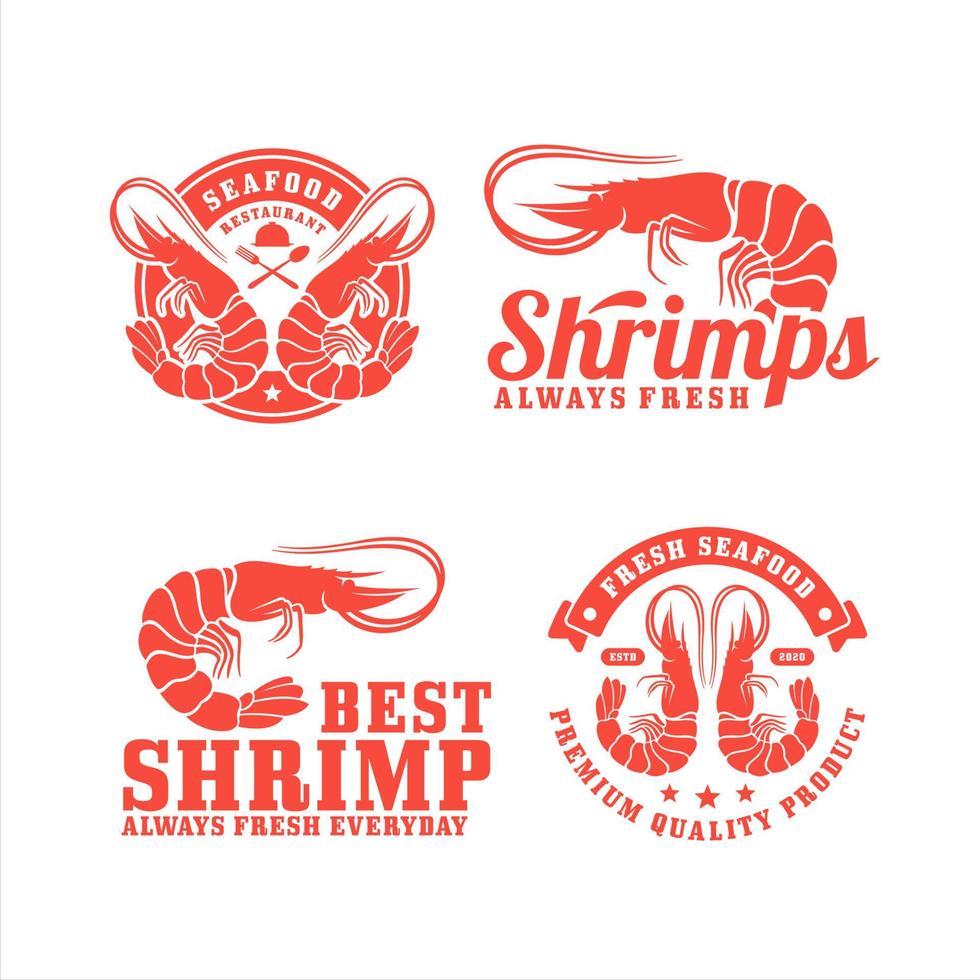 coleção de logotipo de restaurante de camarão de frutos do mar vetor