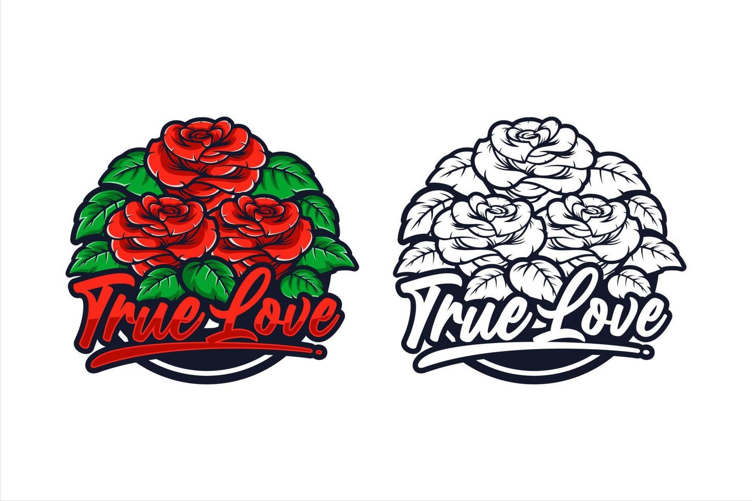 ilustração de design de amor verdadeiro de rosas vermelhas vetor