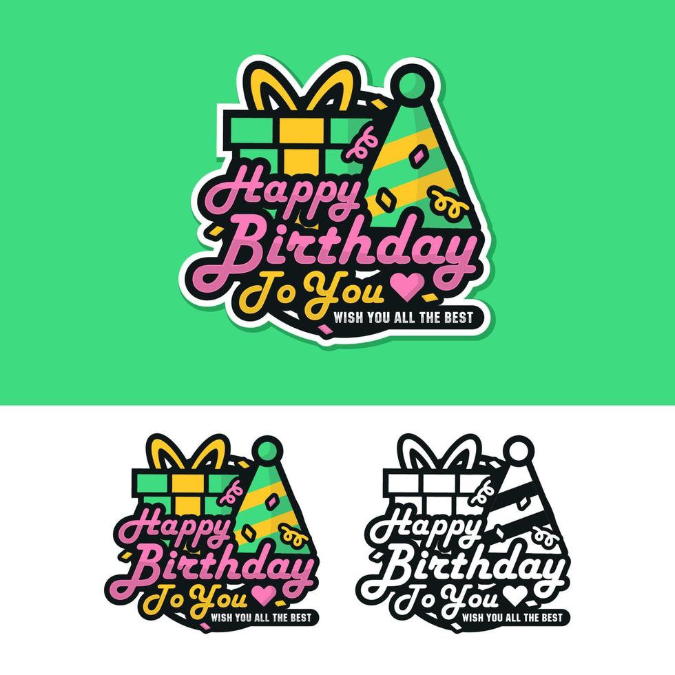 logotipo de design de etiqueta de etiqueta de feliz aniversário vetor