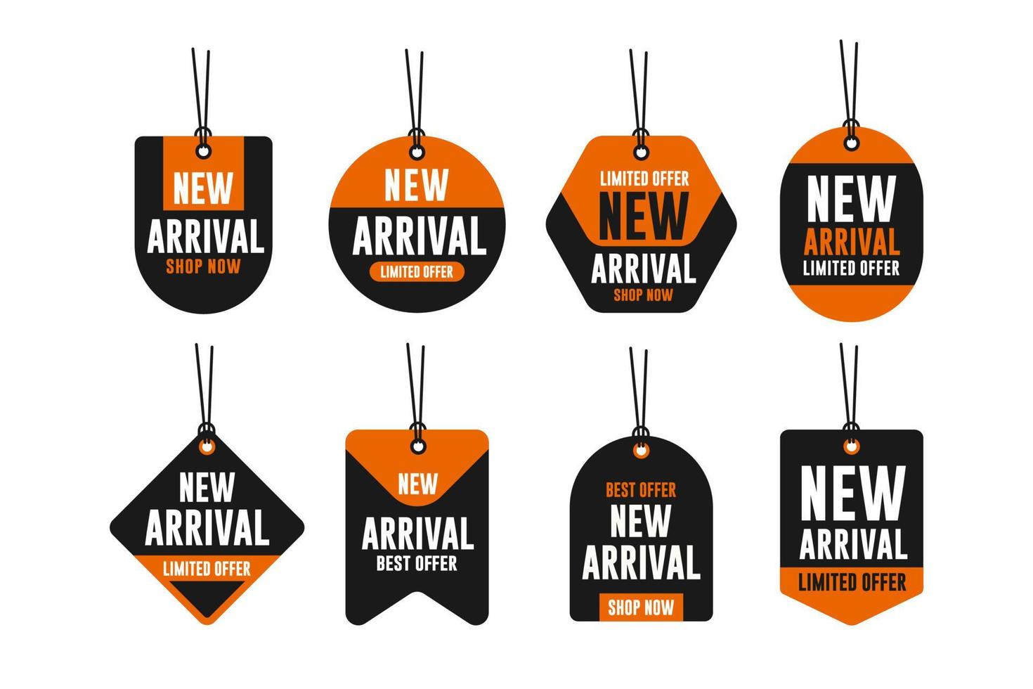 nova coleção de design de promoção de banner de venda de etiqueta de chegada vetor