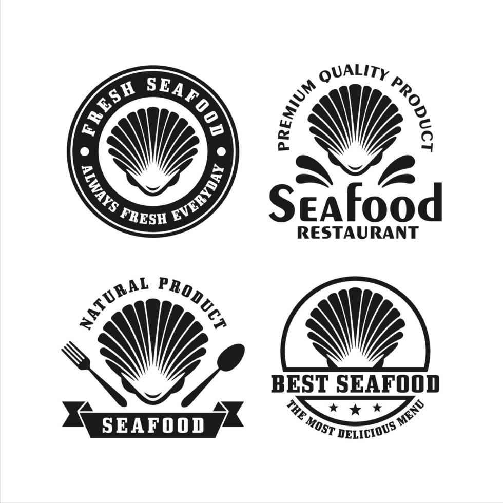 coleção de logotipo de peixe de concha de restaurante de frutos do mar vetor