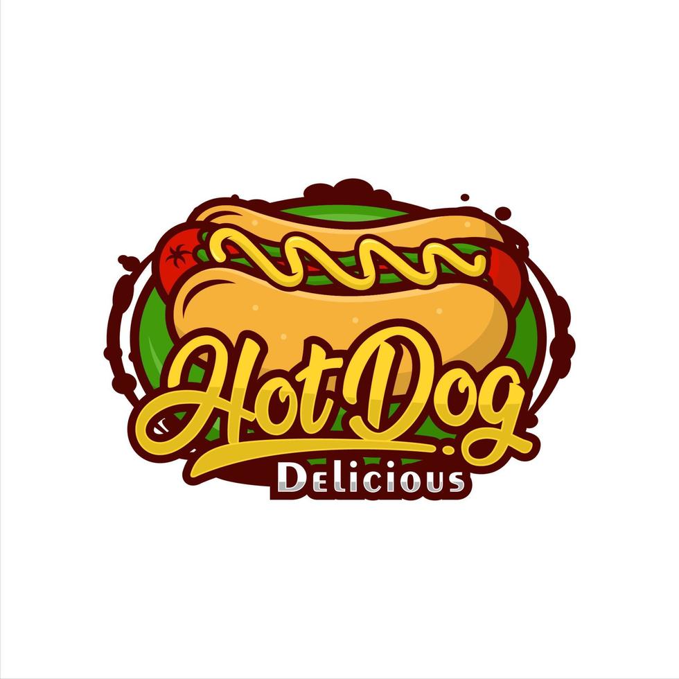 logotipo de design vetorial delicioso de cachorro-quente vetor