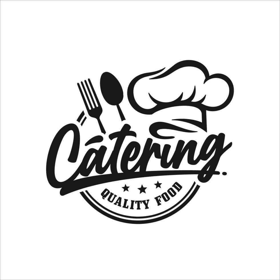 logotipo premium de design de comida de qualidade de catering vetor