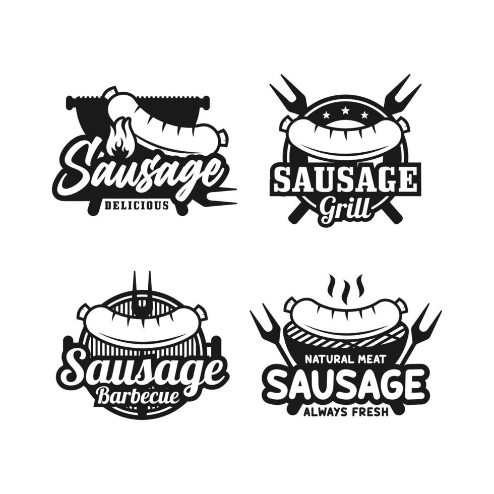 coleção de logotipo de design de grelha de salsicha vetor