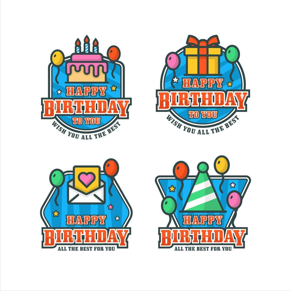 coleção de design de etiqueta de feliz aniversário vetor