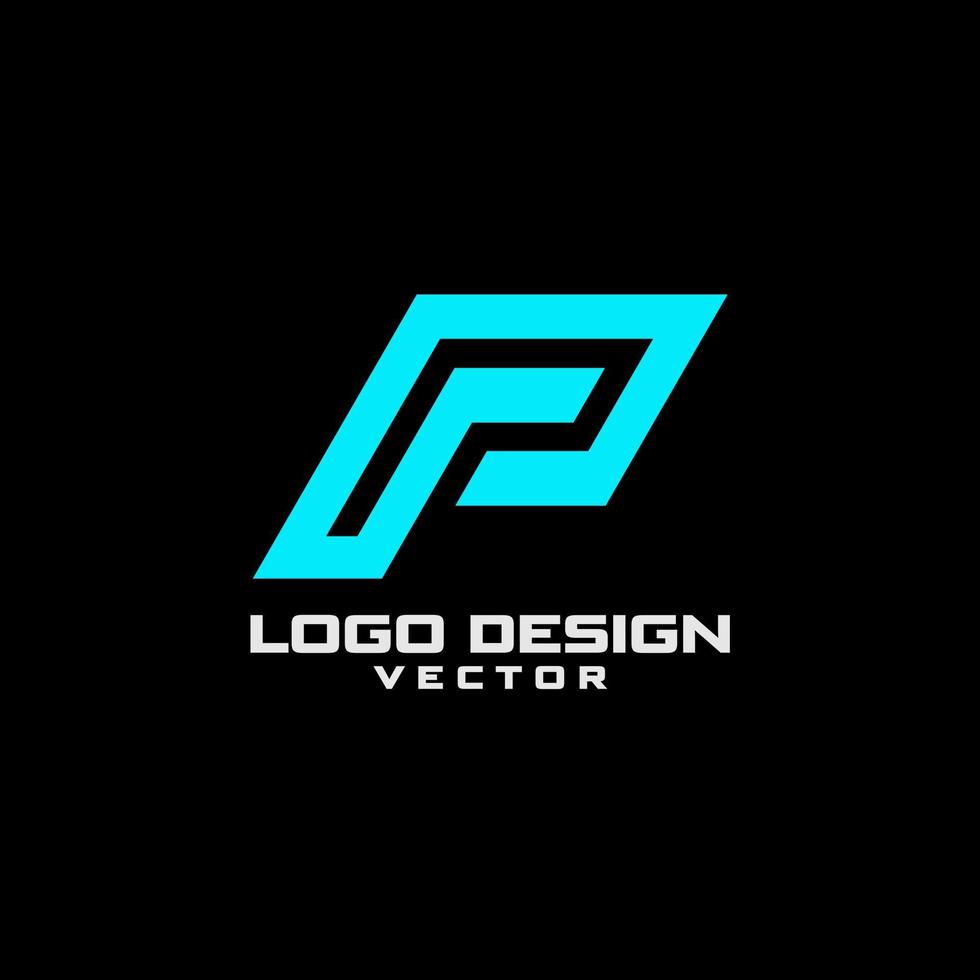 letra p em vetor de design de logotipo de cor azul
