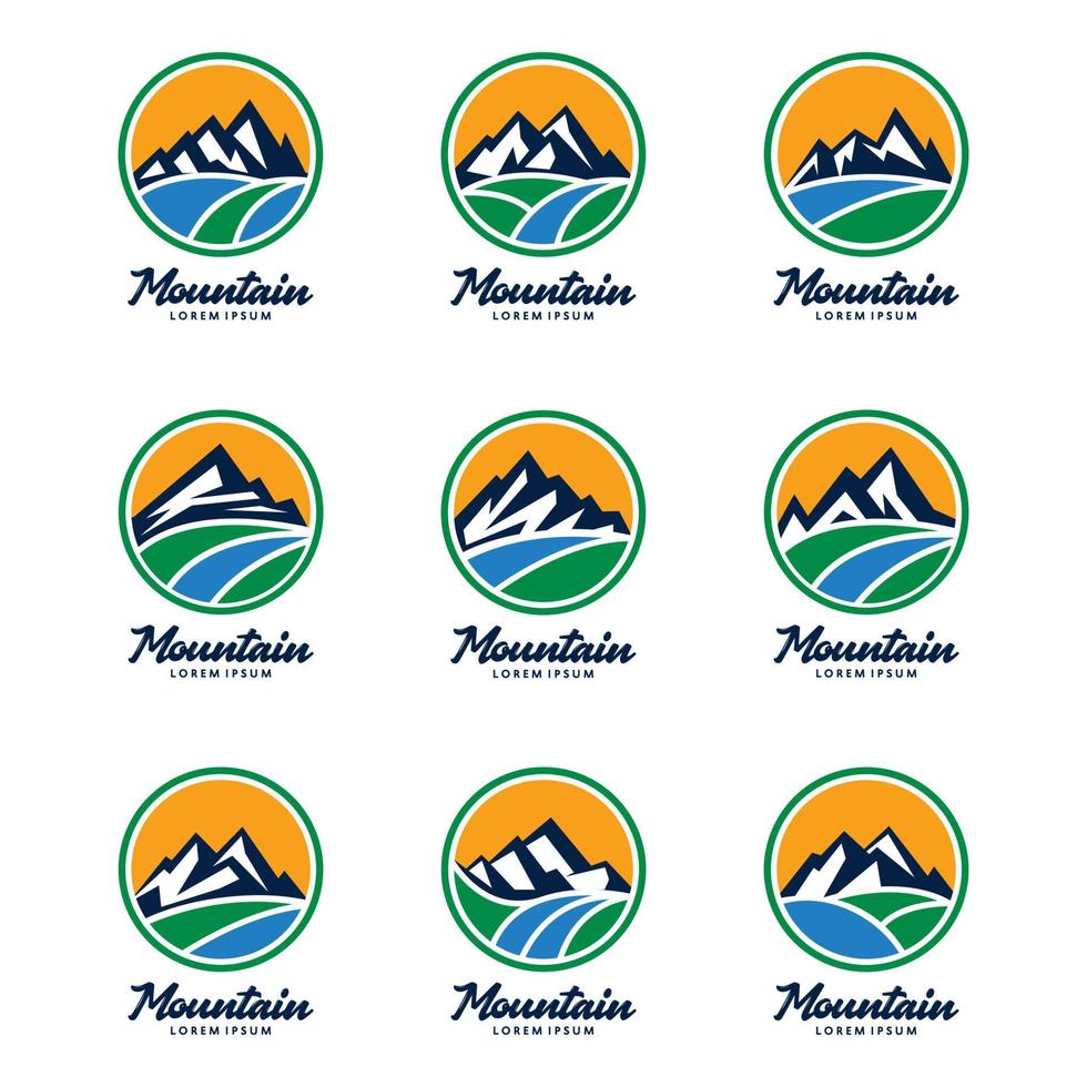 conjunto de modelo de logotipo de paisagem de montanha vetor