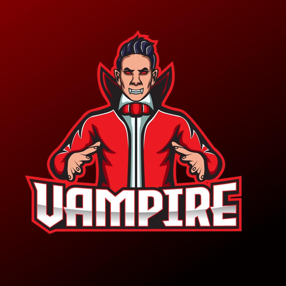 design de mascote de logotipo de esport vampiro. vetor