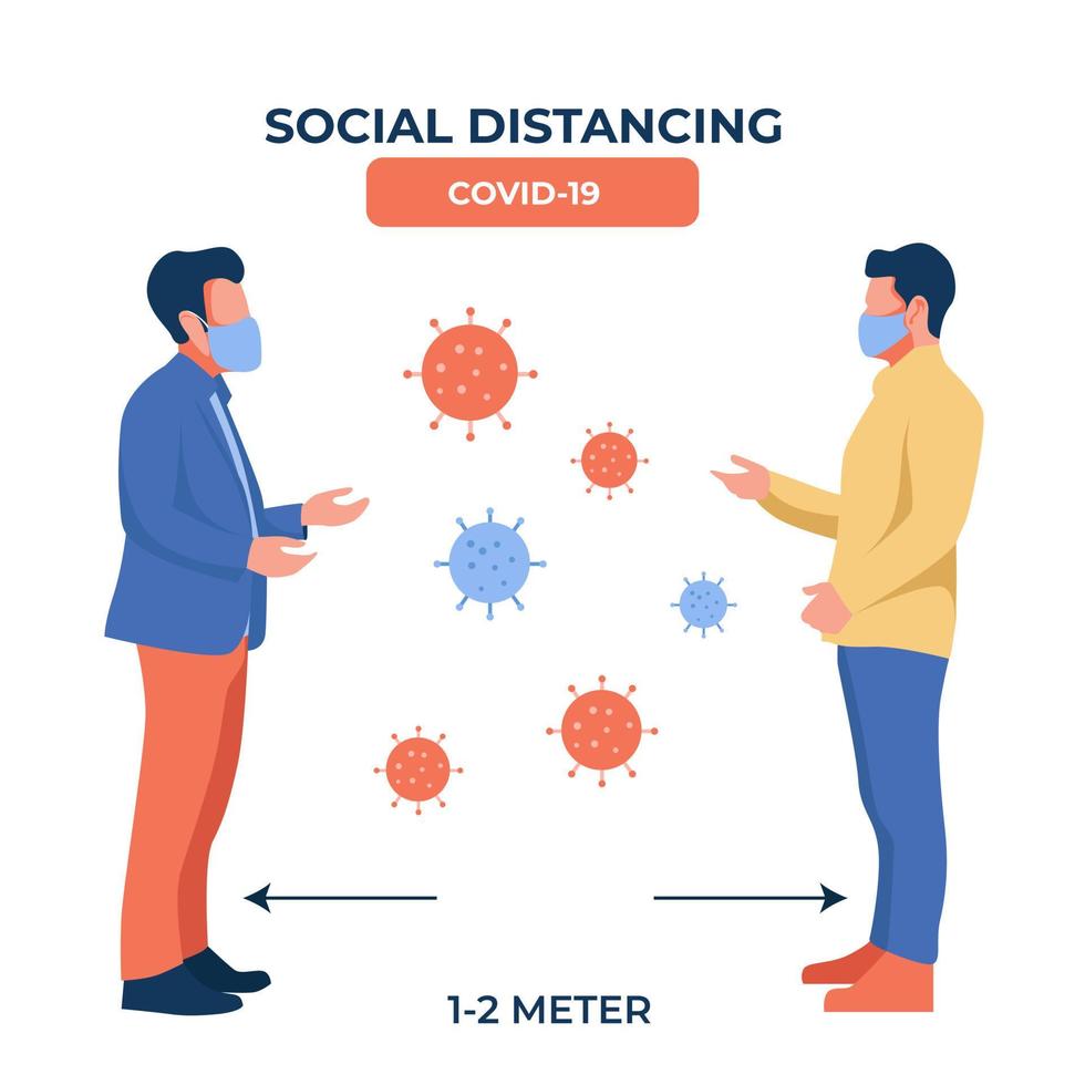 distanciamento social. mantenha distância na sociedade pública para se proteger do surto de covid-19. vetor