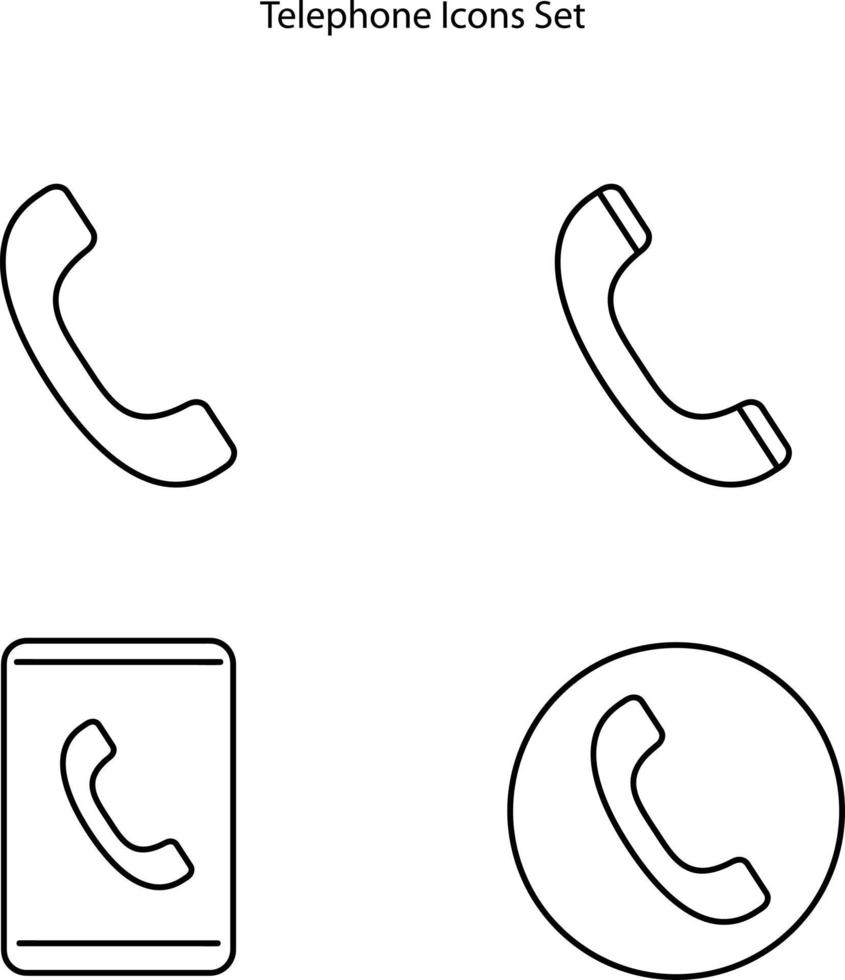conjunto de ícones de chamadas telefônicas isolado no fundo branco. ícone de chamada de telefone linha fina contorno símbolo de chamada de telefone linear para logotipo, web, app, ui. sinal simples de ícone de chamada telefônica. vetor