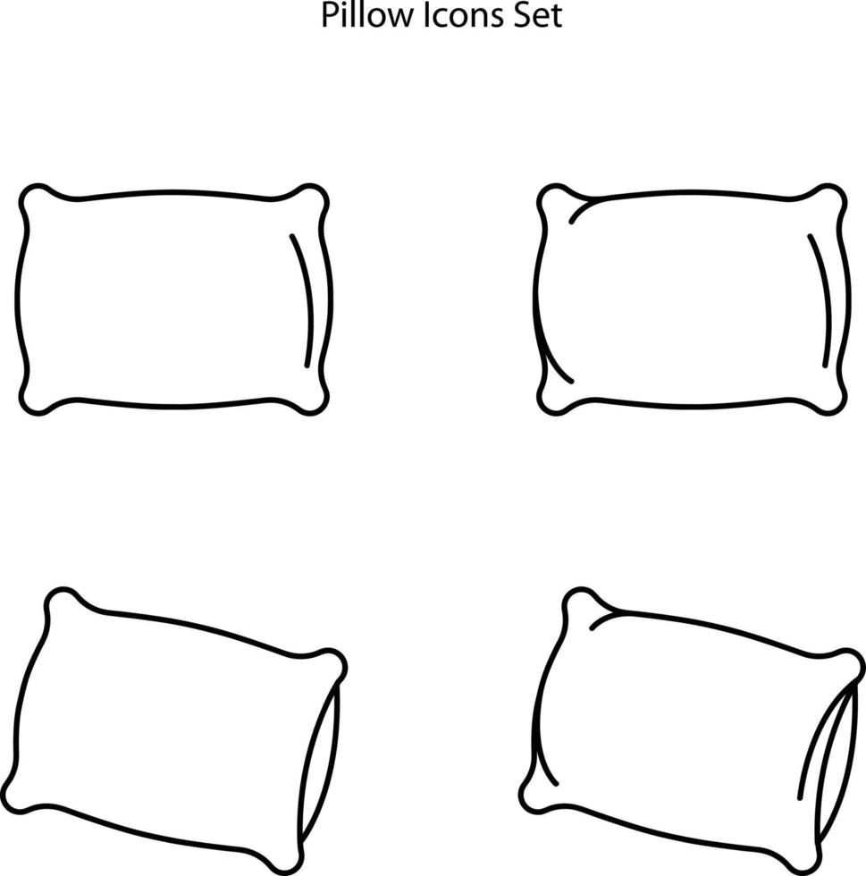 conjunto de ícones de travesseiro isolado no fundo branco. ícone travesseiro linha fina contorno símbolo travesseiro linear para logotipo, web, app, ui. sinal simples de ícone de travesseiro. vetor
