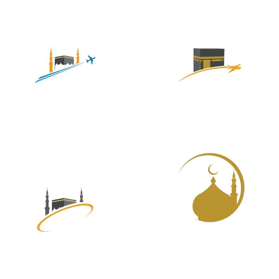 conjunto de ilustração do logotipo hajj e umrah vetor