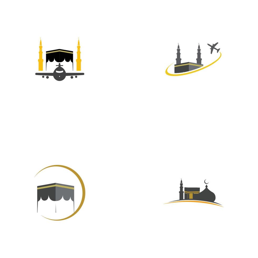 conjunto de ilustração do logotipo hajj e umrah vetor