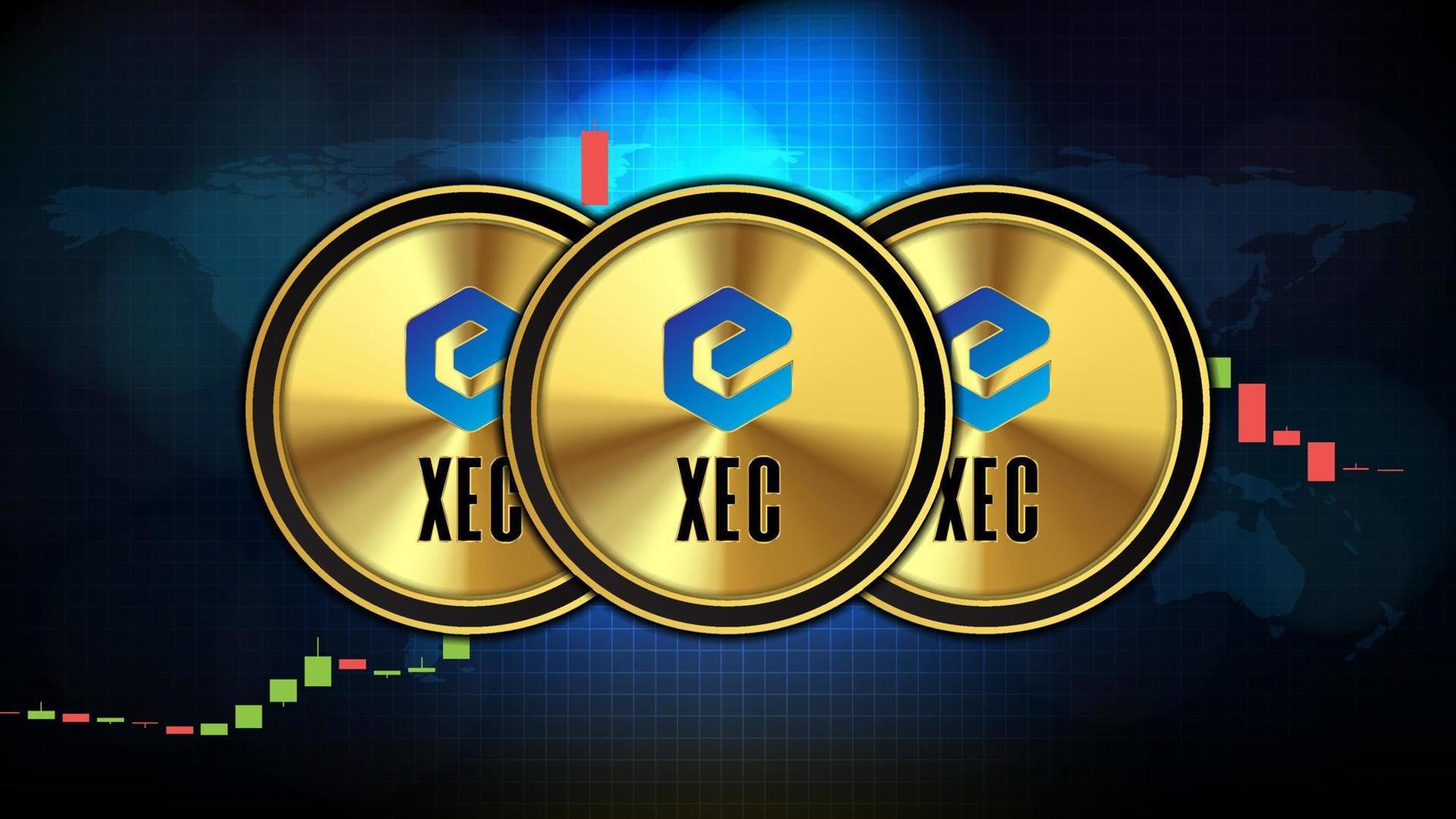 fundo de tecnologia futurista abstrato de ecash xec gráfico de preço gráfico moeda criptomoeda digital vetor