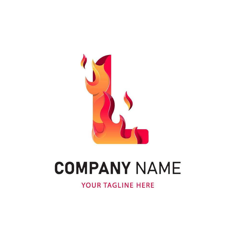 letra l design de logotipo de fogo, modelo de logotipo colorido vetor