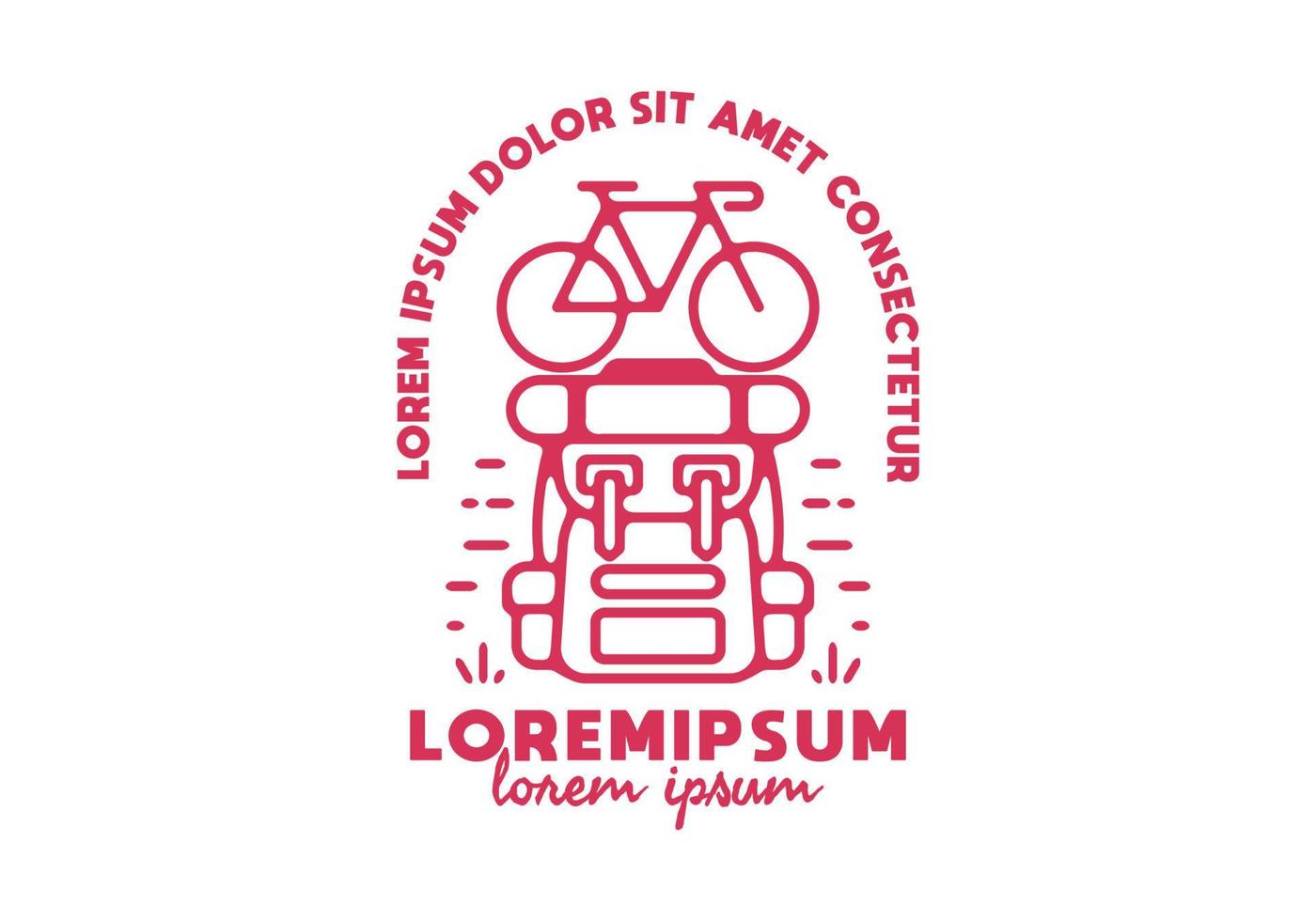 arte de linha de mochileiro de bicicleta com texto lorem ipsum vetor