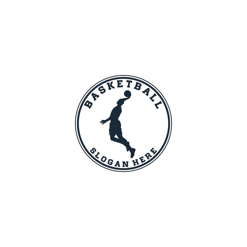 modelo de logotipo de basquete em fundo branco vetor